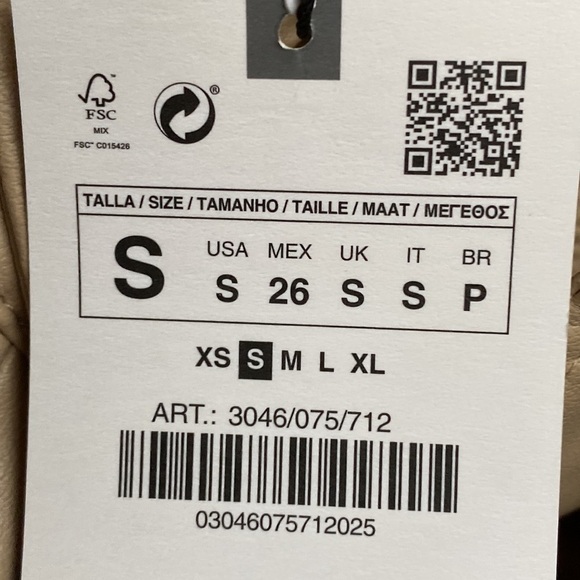 NWT. Zara Beige Faux Leather Overshirt with Chest Pockets. Size S. - Picture 7 of 10